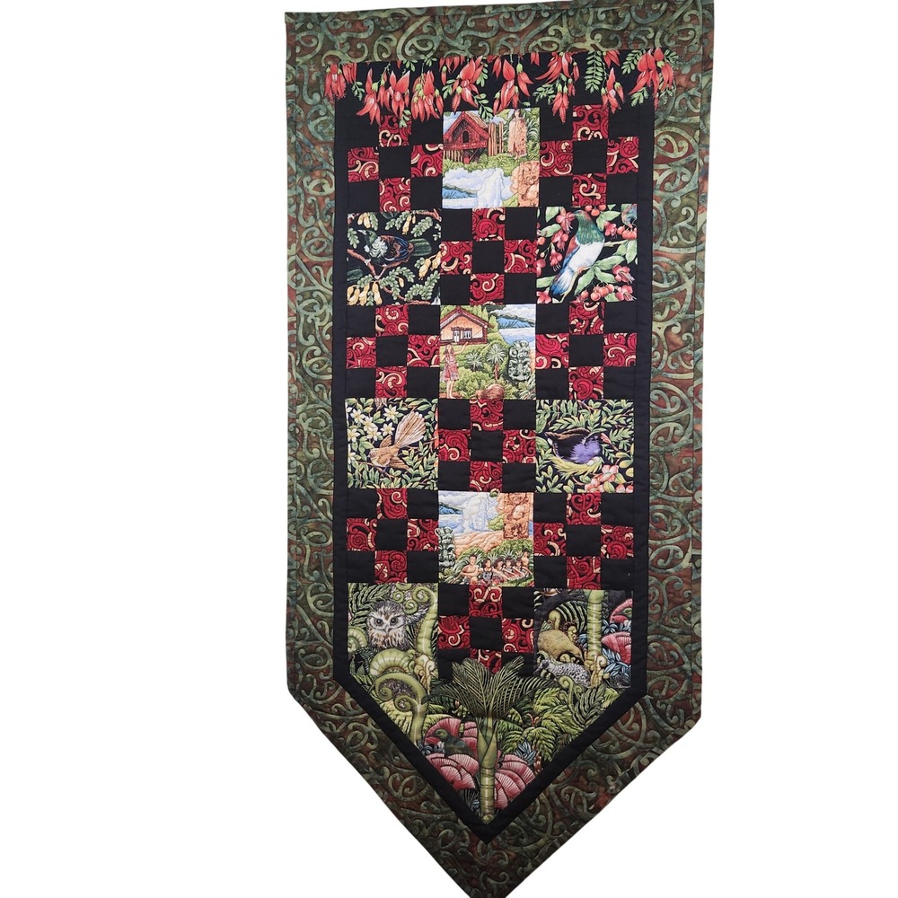 Jenny Symon Kiwiana Postcards‎ New Zealand Quilted Wall Hanging Art 20"x40" 2007